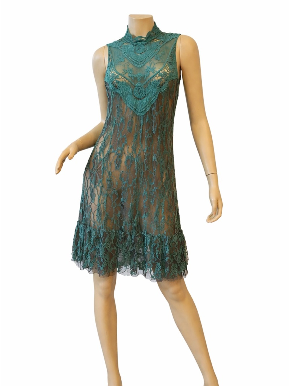 Altar'd State Teal Green Lace Maxi Dress